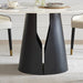 White Sintered Stone Top Dining Table with Solid Black Carbon Steel Base