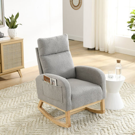 Accent High Backrest Lounge Arm Rocking Chair with Two Side Pocket