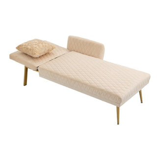 Tufted lounger accent sofa, velvet with metal legs for a living room