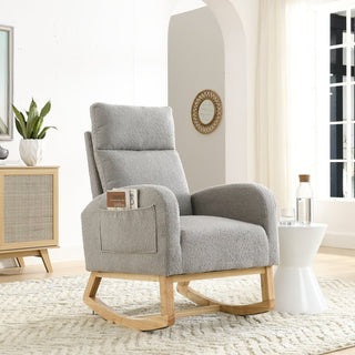 Accent High Backrest Lounge Arm Rocking Chair with Two Side Pocket
