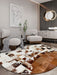 Genuine Cowhide Skin fur Pathwork real leather round shaped area rug 1 / 5'11"x5'11" (180x180cm)