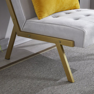 Gold Metal Frame Velvet Upholstery Chair with Ottoman