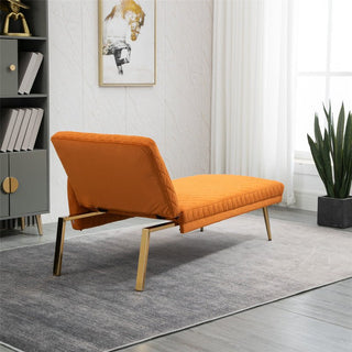 Tufted lounger accent sofa upholstered in velvet with metal legs, modern