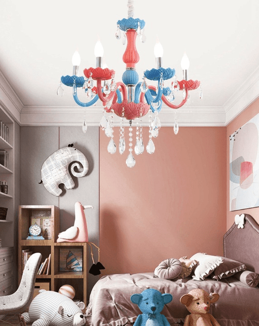 MIRODEMI® Crystal Multi-color Chandelier with Candles for Kids Bedroom Colorful / 6 Lights