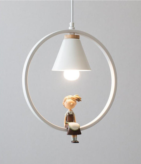 MIRODEMI®Vintage Iron Pendant Lights with Girl&Boy Figures for Kids Room image | luxury lighting | pendant lamps for kids