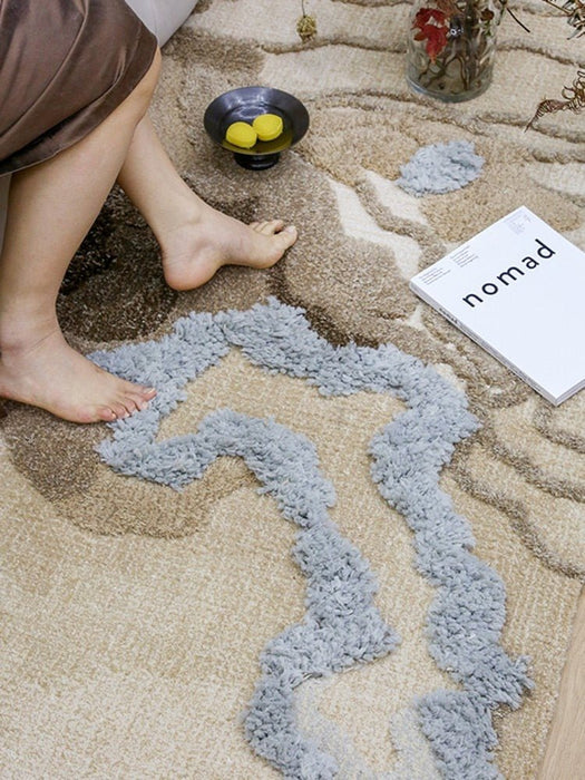 Sand Color handmade 3D pattern area rug
