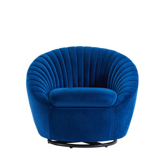 Blue rotatable single sofa, velvet, solid wood, and iron, ideal for the living room