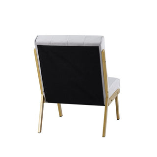 Gold Metal Frame Velvet Upholstery Chair with Ottoman