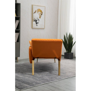 Low-slung chaise lounge sofa in velvet with metal legs