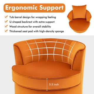 No Assembly Lint Fabric Accent Chair with 360° Swivel Function