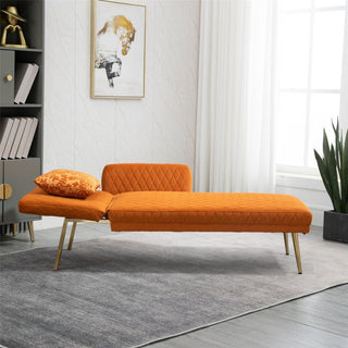 Chaise lounge in velvet with metal legs, modern design