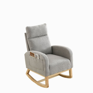 Accent High Backrest Lounge Arm Rocking Chair with Two Side Pocket