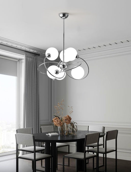 MIRODEMI® Glass LED Ball & Chrome Plated Metal Chandelier for Living room, Bedroom Cool light