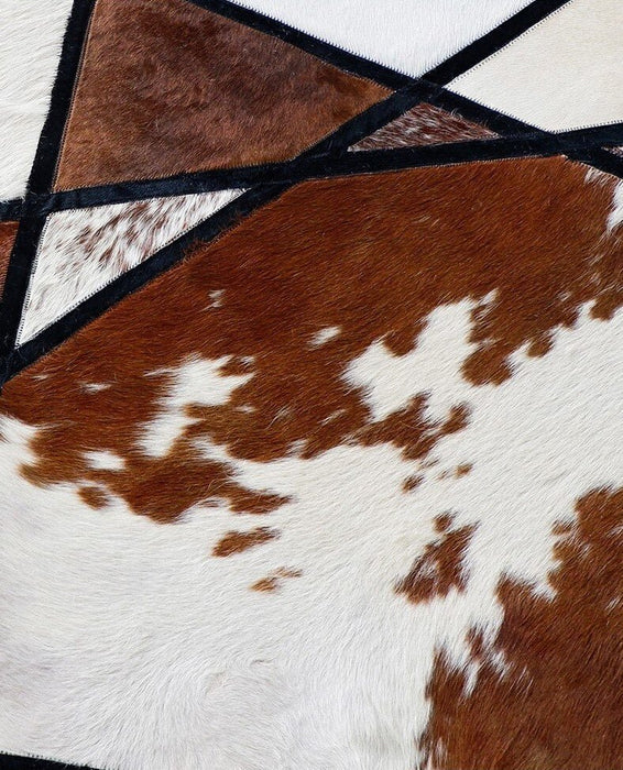 American style Round shaped handmade cowhide skin fur patchwork rug