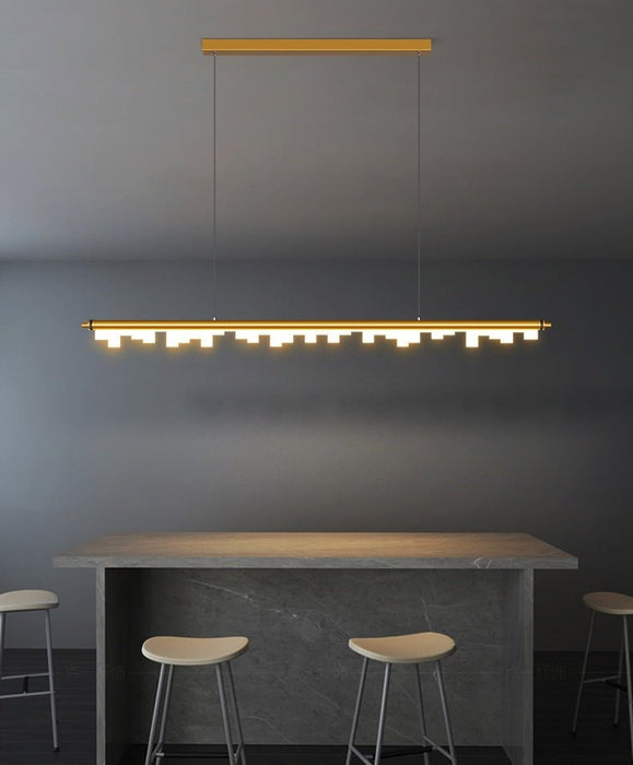 MIRODEMI® Nordic Long Bar LED Pendant Light made of Aluminum Acrylic for Kitchen Warm light, Non-dimmable / Gold / L90.0cm / L35.4"