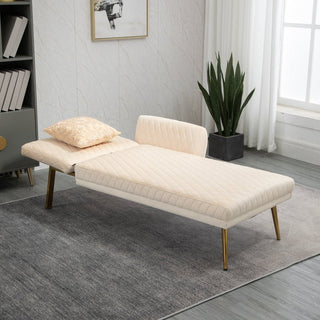 Modern tufted lounger accent sofa in velvet with metal legs