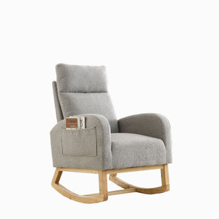 Accent High Backrest Lounge Arm Rocking Chair with Two Side Pocket