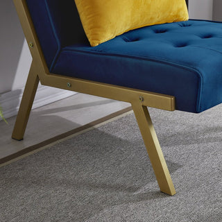 Gold Metal Frame Velvet Upholstery Chair with Ottoman