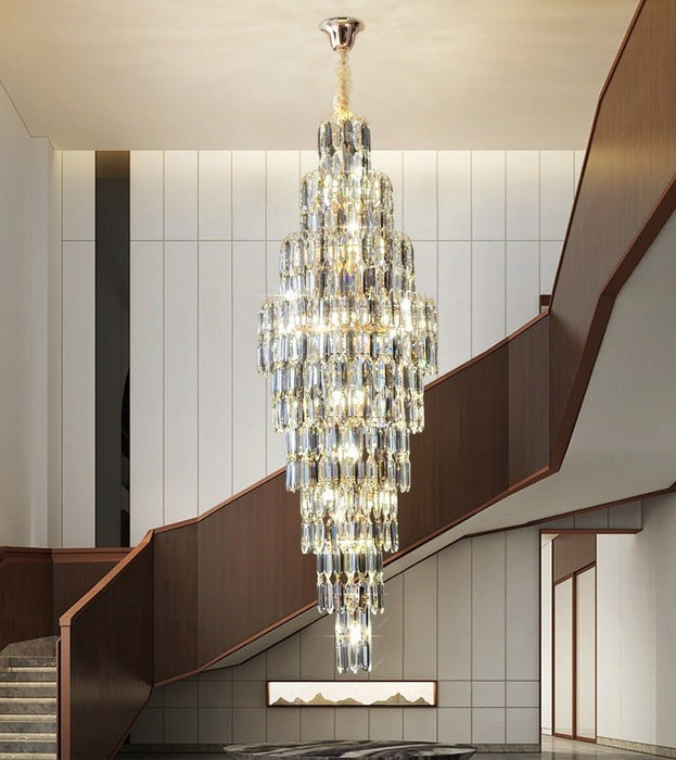 MIRODEMI® Crystal Luxury High-end Spiral Staircase Long Chandelier for Lobby, Stairwell White light / Dia31.5*H98.4"