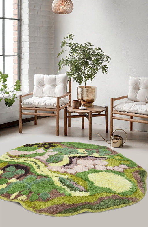 Round shaped polyester 3D pattern floor decoration area rug 1 / 3'3" (100cm)