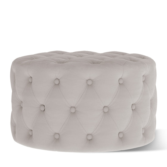 Classic Button Tufted Velvet Round Footstool