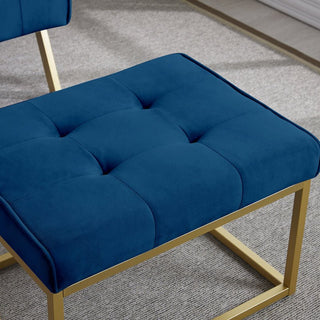Gold Metal Frame Velvet Upholstery Chair with Ottoman