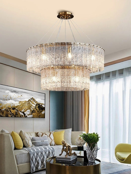 MIRODEMI® Double frosted glass suspension luminaire modern Round chandelier A / Dia31.5*23.6" / warm Light (3000K)