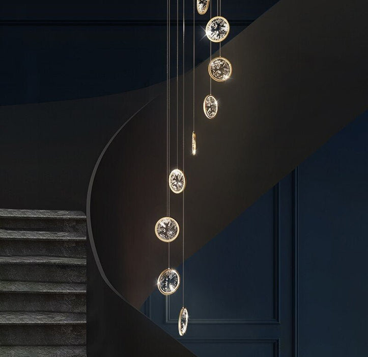 MIRODEMI® Luxury Gold Rings Crystal Chandelier For Staircase , stairwell