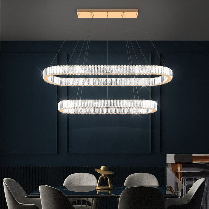 MIRODEMI® Oval modern crystal chandelier for living room, dining room, kitchen Island gold steel / L47.2*W27.6*H47.2" / Cool Light (6000K)