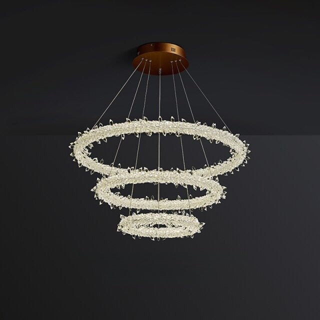 MIRODEMI® Ring design crystal hanging chandelier for living room, dining room, bedroom 11.8x19.7x27.6 / Warm Light