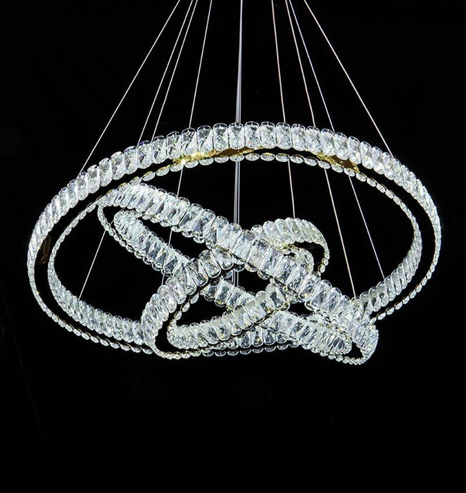 MIRODEMI® Ring design gold/chrome crystal chandelier for living room, dining room, bedroom Chrome / 23.6x15.8 / Cool Light, Dimmable