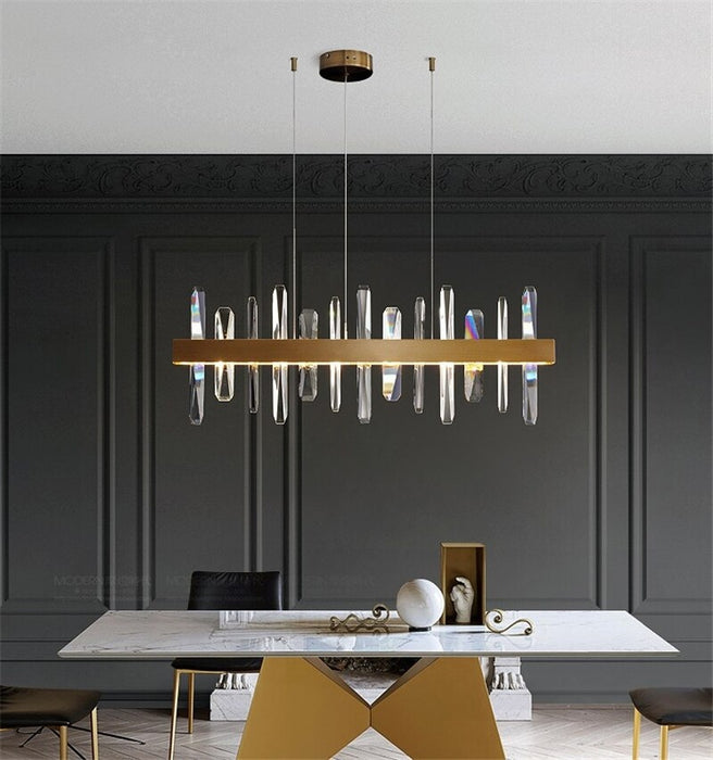 MIRODEMI® Rectangle Gold Chandelier Crystal Chandelier for living room, dining room