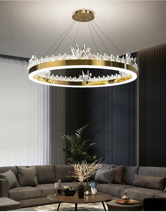 MIRODEMI® Crown design led crystal chandelier for living room, dining room, bedroom