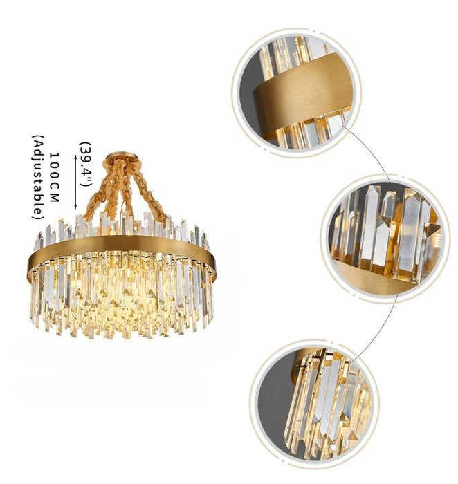 MIRODEMI® Gold stainless steel crystal chandelier for living room, dining room, bedroom