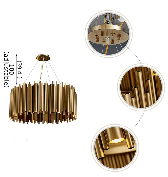 MIRODEMI® Luxury Drum Gold Stainless Steel Chandelier for living room, dining room image | luxury lighting | luxury decor