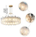 MIRODEMI® Round Gold Leaf white frosted glass chandelier for living room, dining room