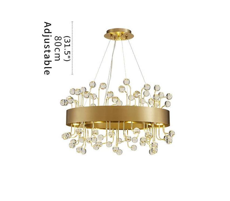 MIRODEMI® Gold Round Colorful Crystal Chandelier for Living room, Kitchen