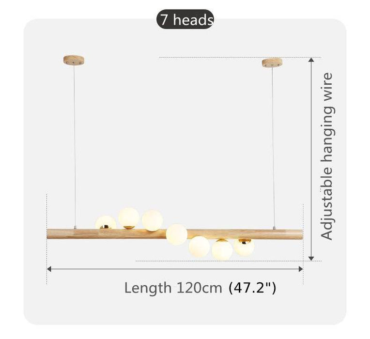 Mirodemi® Nordic Wood color Glass ball LED Chandelier For Kitchen island, Café