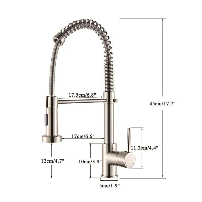 MIRODEMI® Black/Brushed Nickel Kitchen Faucet Deck Mounted Mixer Tap 360 Degree Rotation