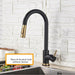 MIRODEMI® Gold/Black Smart Touch Kitchen Faucet Poll Out Sensor 360 Rotation Crane Black Gold