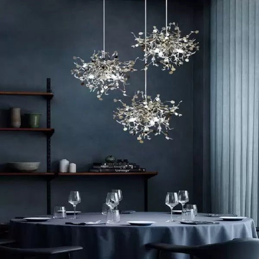 MIRODEMI® LED Chandelier in a Nordic Style of Stainless Steel for Dining Room Cool Light / Chrome / 3 Heads