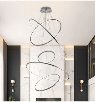 Modern ring LED chandelier for a staircase
