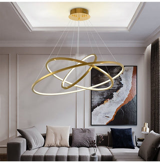 Golden ring chandelier for the living room