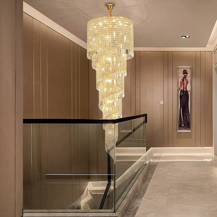 MIRODEMI® Luxury staircase chandelier. Gold crystal home decor for living room, stairwell