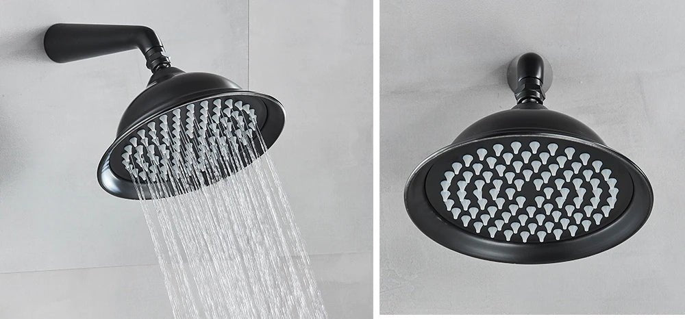 MIRODEMI® Black Wall Mounted Shower Faucet Rainfall Hot Cold Water Mixer Tap System