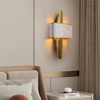 MIRODEMI® Luxury Golden Wall Lamp with M-Letter Lampshade, Living Room, Bedroom image | luxury lighting | golden wall lamps