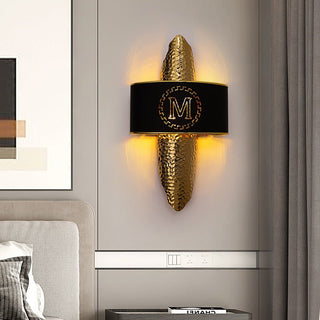 MIRODEMI® Luxury Golden Wall Lamp with M-Letter Lampshade, Living Room, Bedroom image | luxury lighting | golden wall lamps