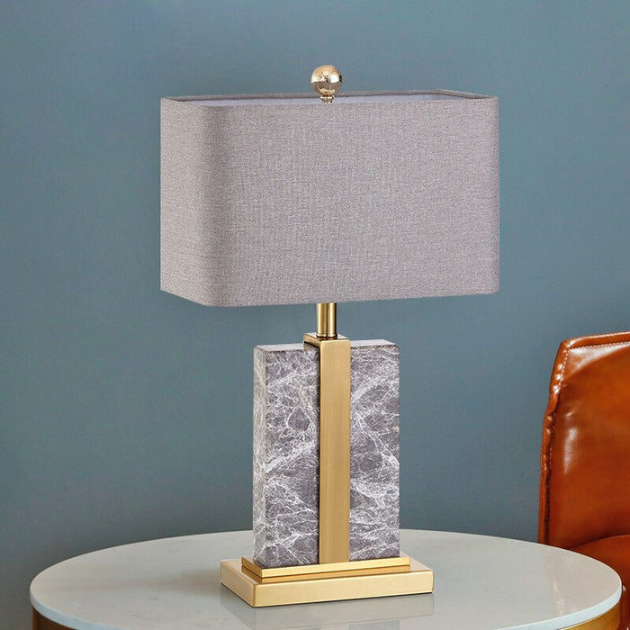 MIRODEMI® New Gray Marble LED Light Modern Fabric Table Lamp Warm light / Gray