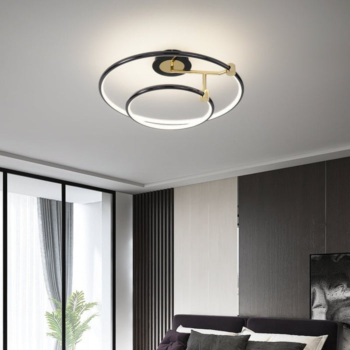 MIRODEMI® Electroplated LED Ceiling Light with 2 Layers Rotatable Ring for Living Room Cool light / Black / A