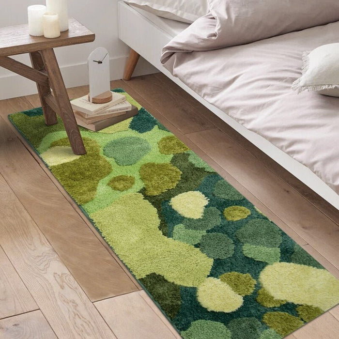 Moss feeling 3D Tufting area rug in green color 1'7"x4'11" (50x150cm)